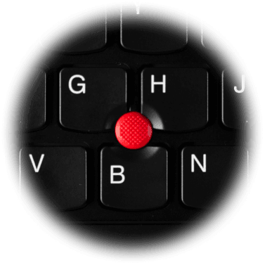 A ThinkPad keyboard, close in on the TrackPoint between the G, H and B keys